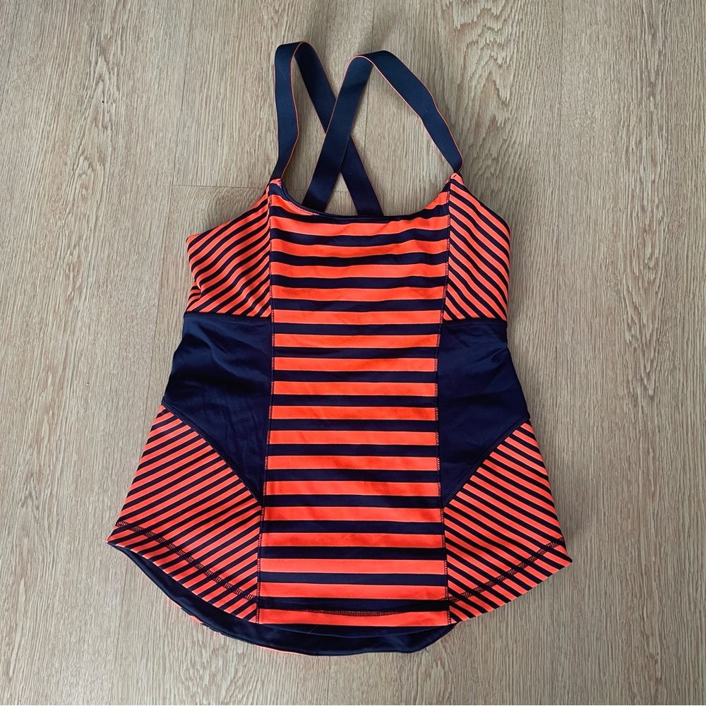 Lululemon Athletica Red and Navy Striped Tank